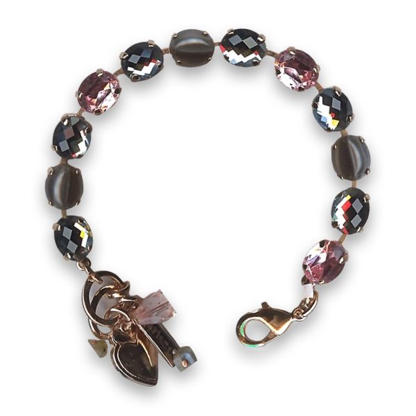 Bracelet by Mariana Woman Elegant Jet and Rose Swarovski Crystals