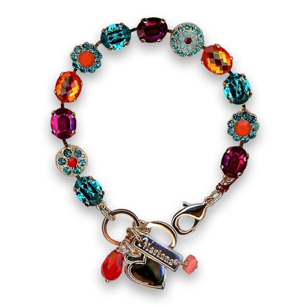 Bracelet by Mariana Woman Beautiful Teal and Fuchsia Swarovski Crystals