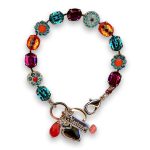 Bracelet by Mariana Woman Beautiful Teal and Fuchsia Swarovski Crystals - Image 2