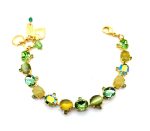 Bracelet By Mariana Woman Charming Prehnite Mineral and Green Swarovski Crystals