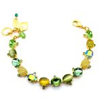 Bracelet By Mariana Woman Charming Prehnite Mineral and Green Swarovski Crystals