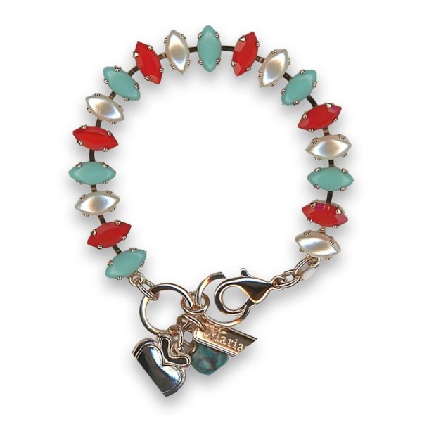 Bracelet by Mariana Woman Stunning Coral and Turquoise Swarovski Crystals