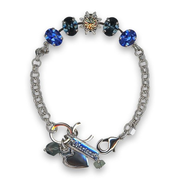 Bracelet By Mariana Woman Floral Montana and Sapphire Swarovski Crystals