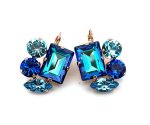 Earrings By Mariana Woman Three shape Capri Blue and Aquamarine Swarovski Crystals