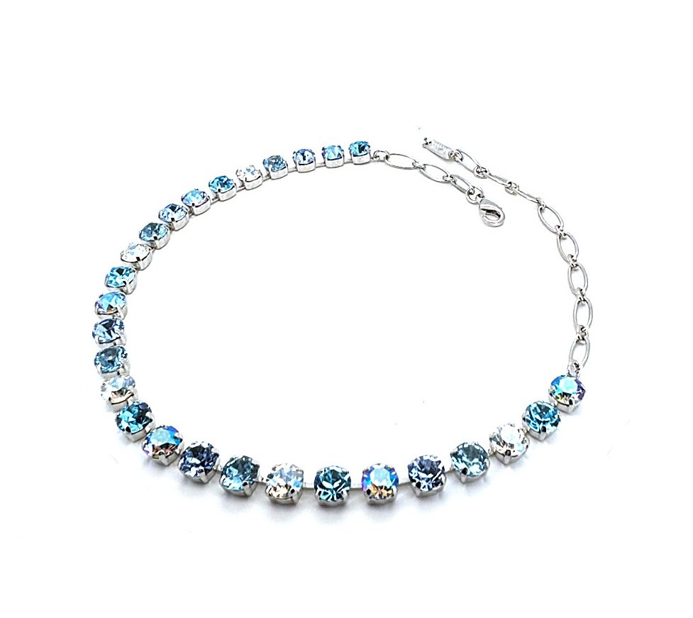 N-3252-5002-RO (1) Necklace By Mariana Woman Beautiful Aquamarine and Sapphire Swarovski Crystals - Image 1