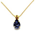Necklace Pendant By Mariana Woman Pair Shape Tanzanite Swarovski Crystals-YG
