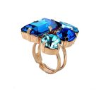 Ring By Mariana Woman Three shape Capri Blue and Aquamarine Swarovski Crystals - Image 3