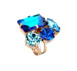 Ring By Mariana Woman Three shape Capri Blue and Aquamarine Swarovski Crystals - Image 2