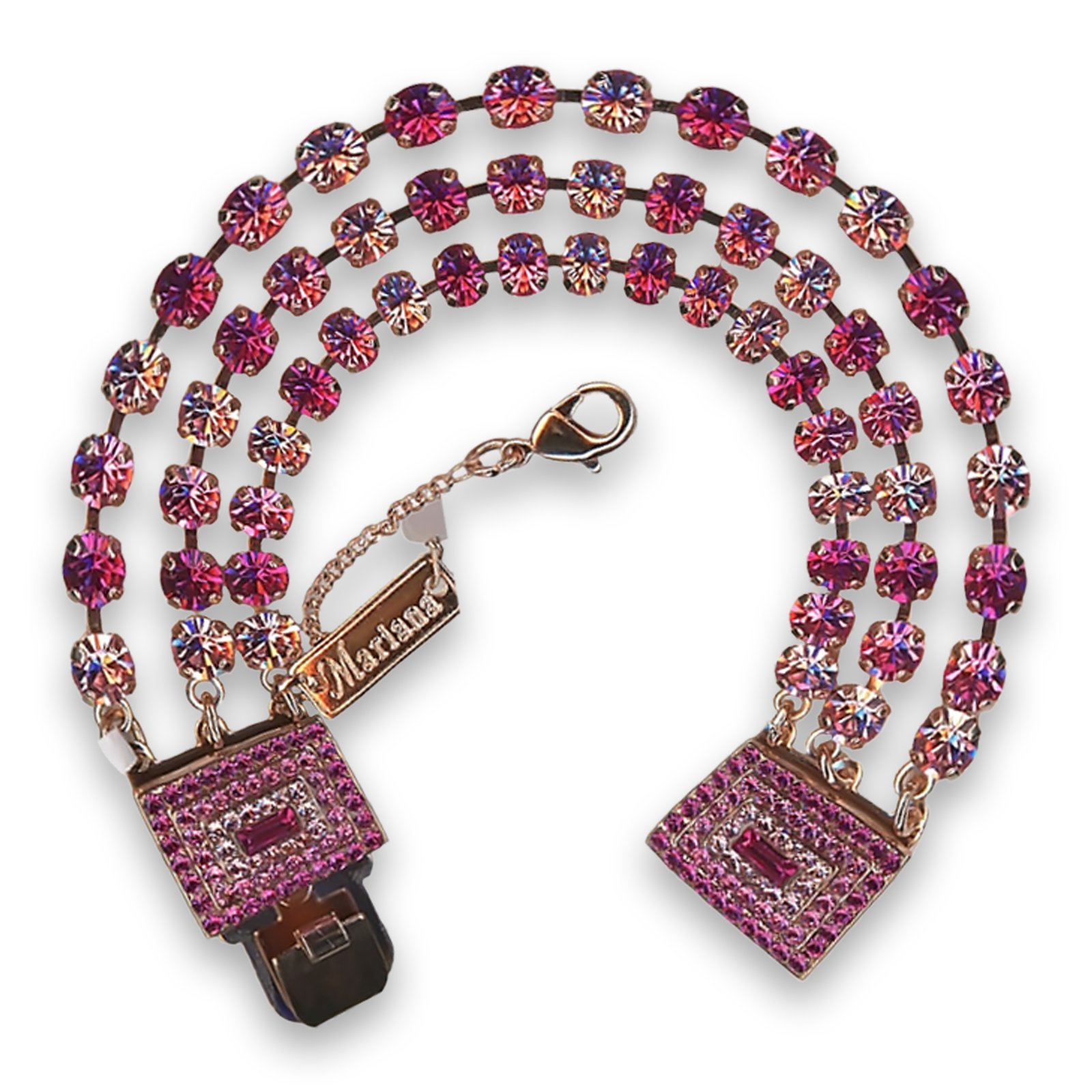B-4000-4-5022-RG (1) Bracelet by Mariana Woman Chic Fuchsia and Rose Swarovski Crystals - Image 1