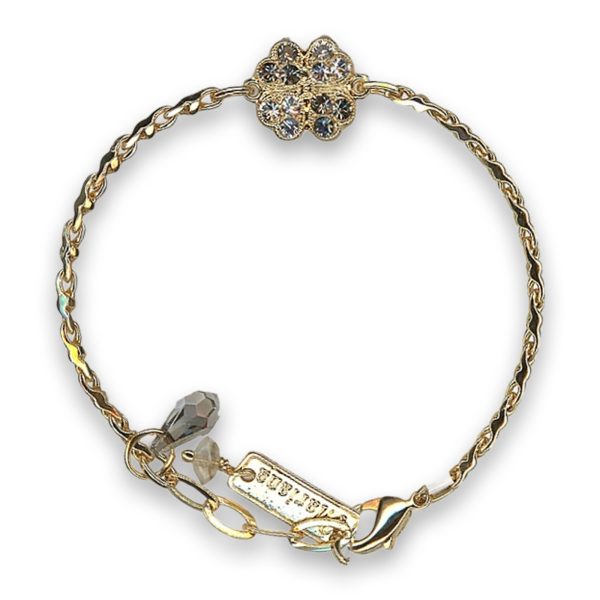 Bracelet by Mariana Woman Floral Clear and Black Diamond Swarovski Crystals