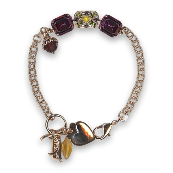 Bracelet by Mariana Woman Luxurious Purple and Yellow Swarovski Crystals