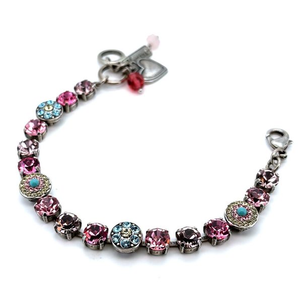 Bracelet by Mariana Woman Lovely Pink and Aquamarine Swarovski Crystals