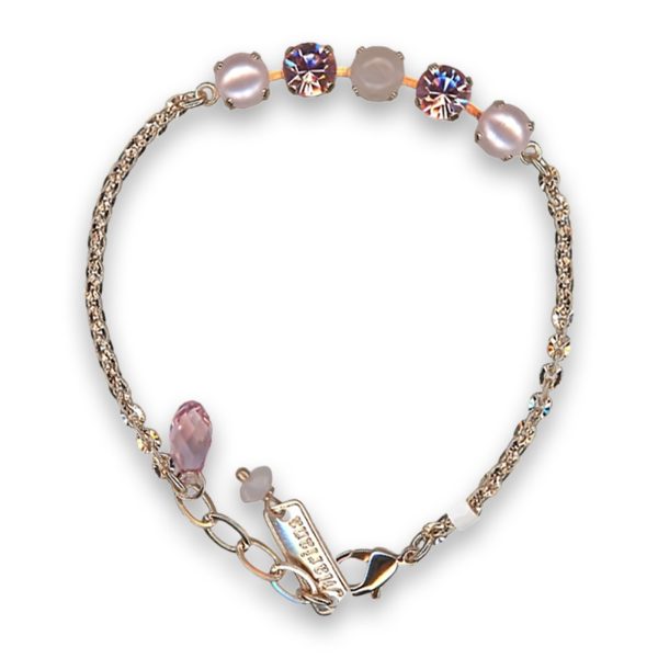 Bracelet by Mariana Woman Lovely Pink Quartz Mineral and Pearl Swarovski Crystals