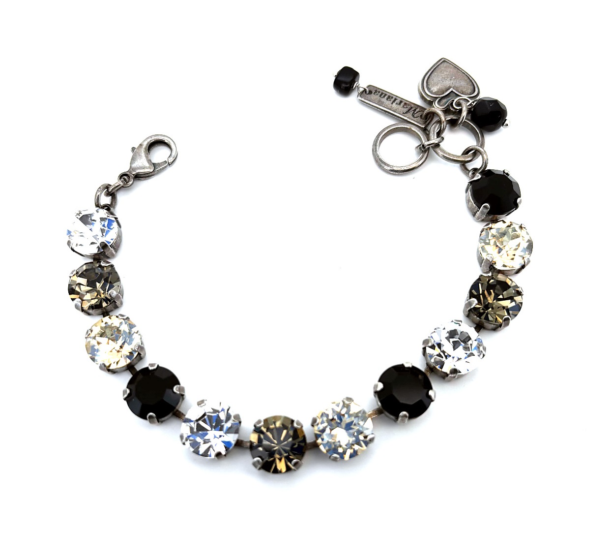 B-4445-1-1908-SP (3) Bracelet by Mariana Woman Ethereal Jet and Golden Swarovski Crystals - Image 1