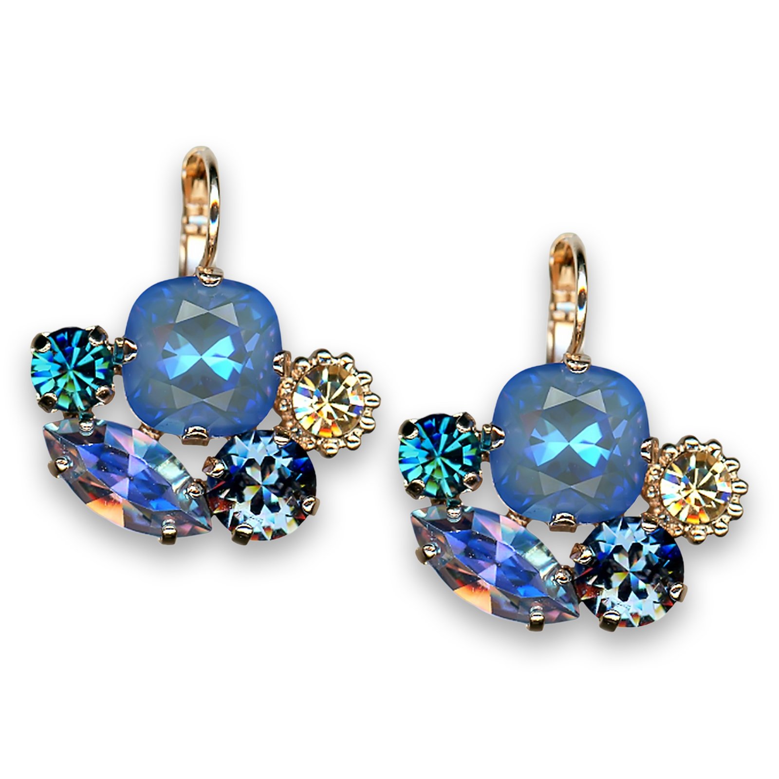 E-1001-5-1157-YG6 (1) Earrings by Mariana Woman Sophisticated Sapphire and Ocean Swarovski Crystals - Image 1