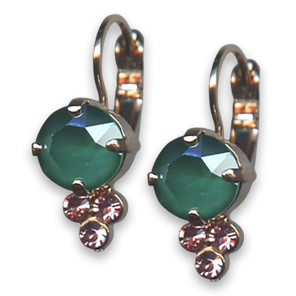 Earrings by Mariana Woman Elegant Royal Green and Rose Swarovski Crystals