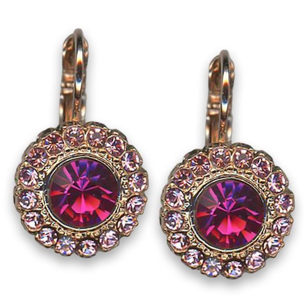Earrings by Mariana Woman Lovely Fuchsia and Rose Swarovski Crystals