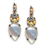Earrings by Mariana Woman Elegant White Shell Mineral and Golden Swarovski Crystals - Image 3