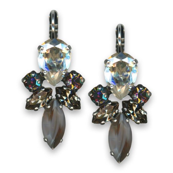 Earrings by Mariana Woman Sophisticated Black Diamond and Clear Swarovski Crystals