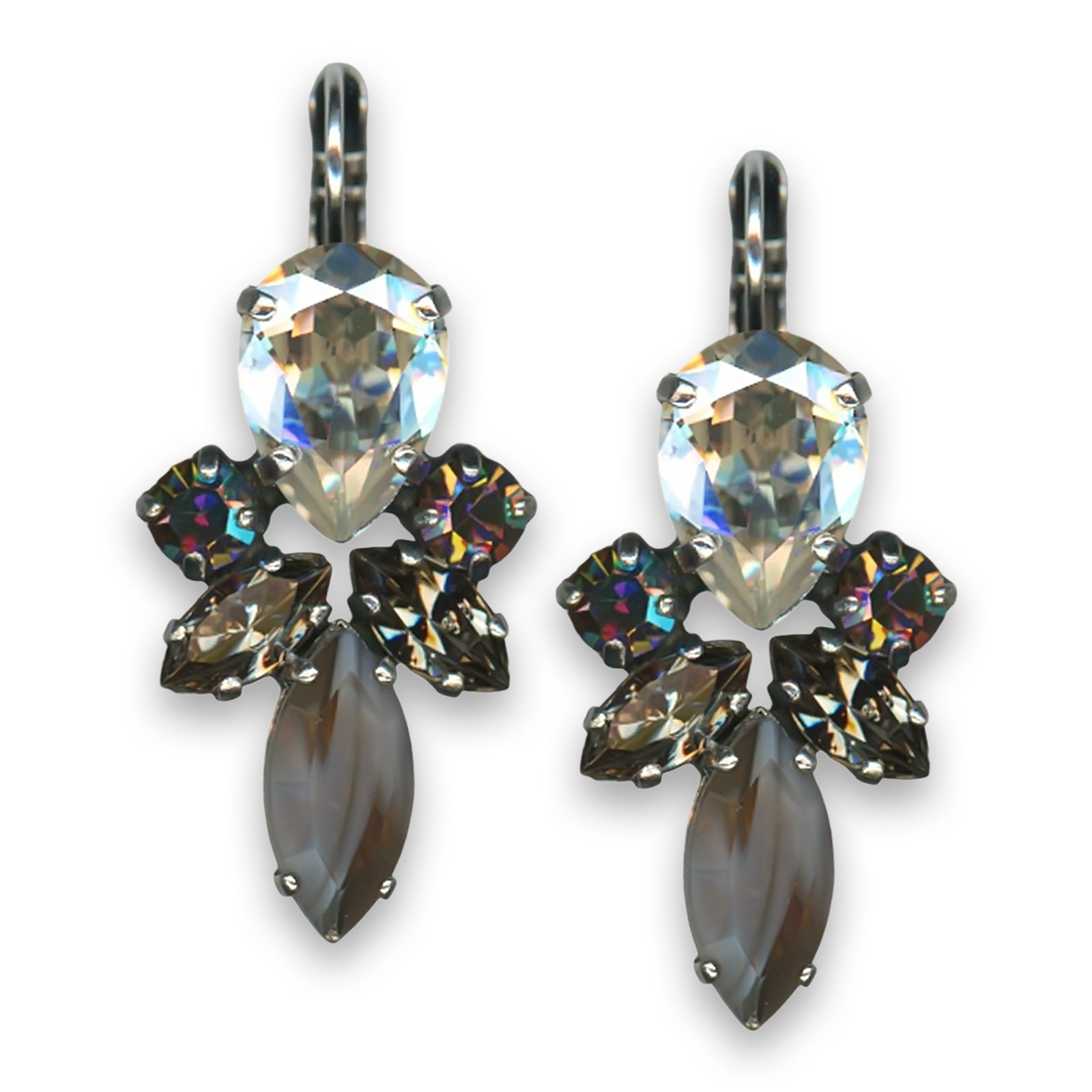 E-1030-70-512RL-SP6 (1) Earrings by Mariana Woman Sophisticated Black Diamond and Clear Swarovski Crystals - Image 1
