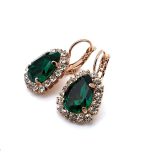 Earrings By Mariana Woman Exquisite Emerald and Clear Swarovski Crystals