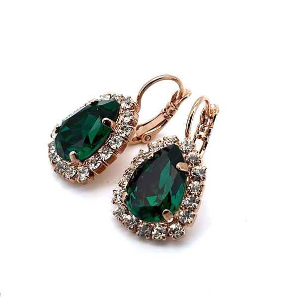Earrings By Mariana Woman Exquisite Emerald and Clear Swarovski Crystals