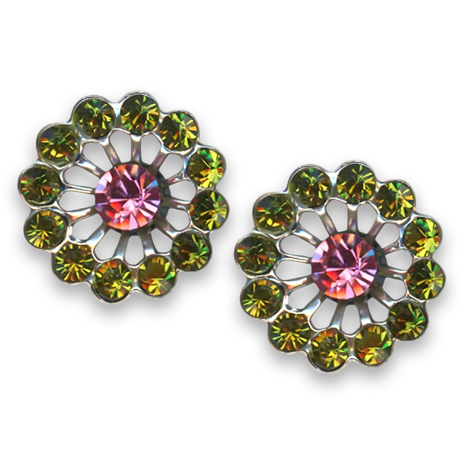 E-1195-1-142-SP2 (1) Earrings by Mariana Woman Exquisite Olivine and Rose Swarovski Crystals - Image 1