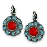 Earrings by Mariana Woman Chic Coral and Turquoise Swarovski Crystals