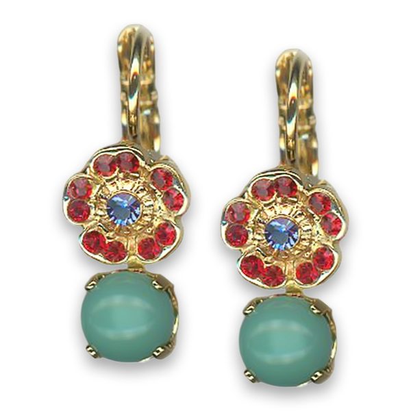 Earrings By Mariana Woman Opulent Turquoise and Siam Swarovski Crystals