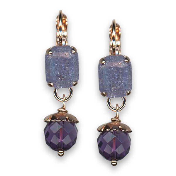 Earrings by Mariana Woman Refined Amethyst Mineral and Tanzanite Swarovski Crystals