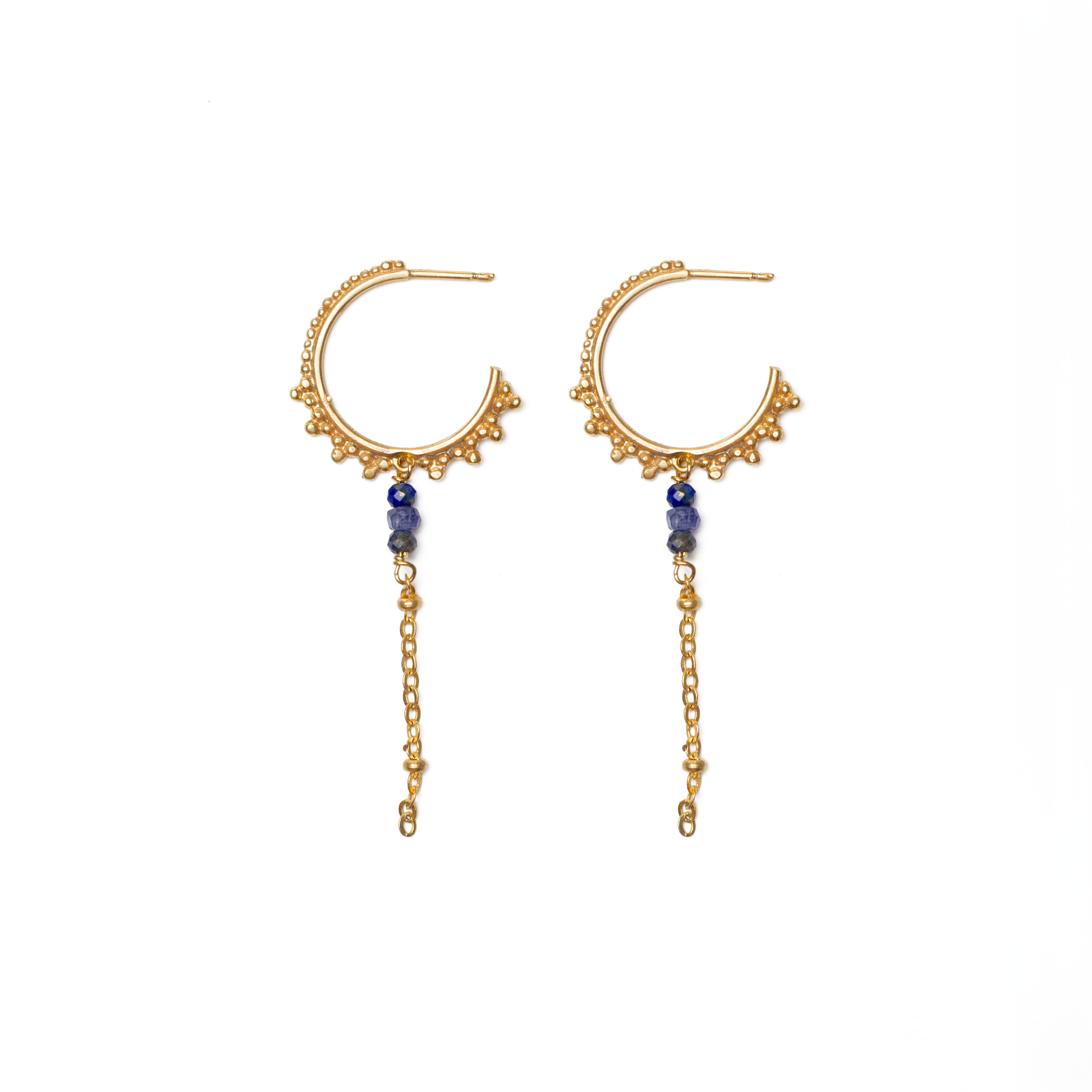 E-1247-7-20671-YG2 (1) Earrings By Mariana Woman Beautiful Hoop Sapphire Swarovski Crystals - Image 1