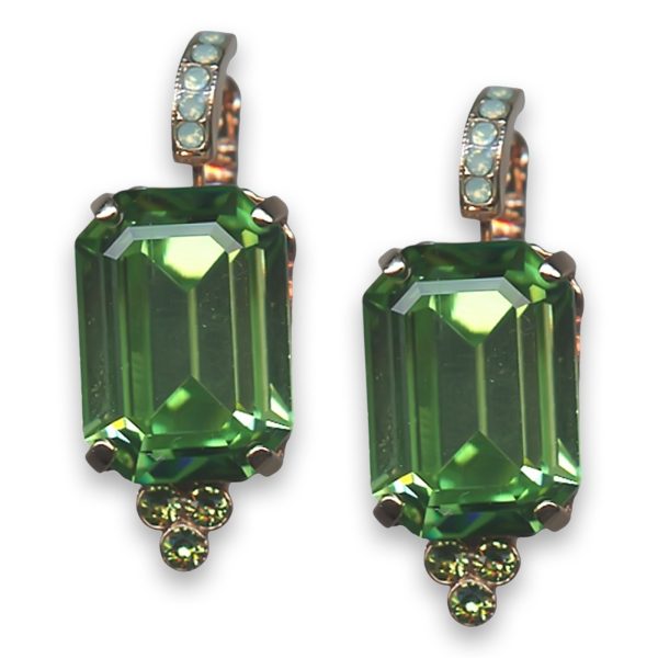 Earrings by Mariana Woman Lustrous Green Swarovski Crystals