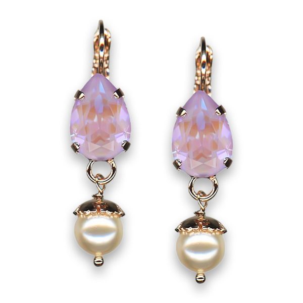Earrings by Mariana Woman Lovely Lavender and Pearl Swarovski Crystals