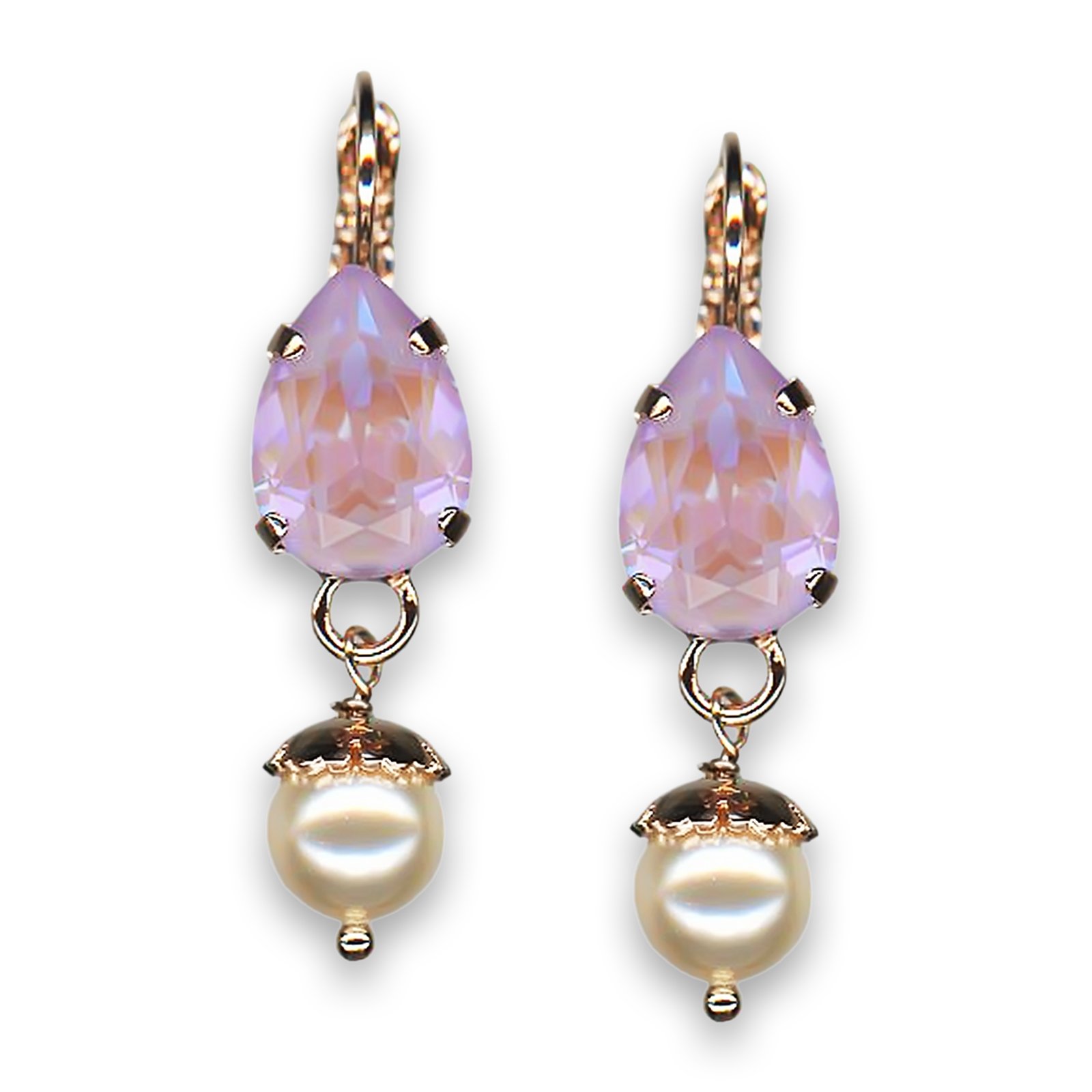 E-1312-2-1515-RG6 (1) Earrings by Mariana Woman Lovely Lavender and Pearl Swarovski Crystals - Image 1