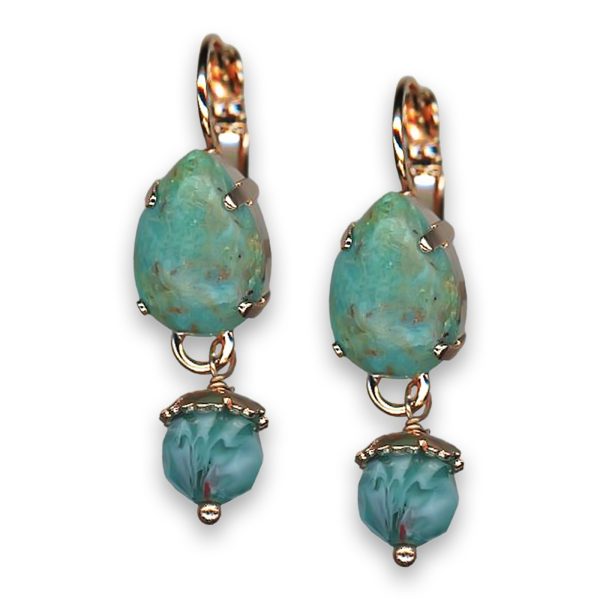 Earrings by Mariana Woman Refined Turquoise Mineral Swarovski Crystals