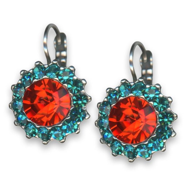 Earrings by Mariana Woman Precious Red and Aqua Swarovski Crystals