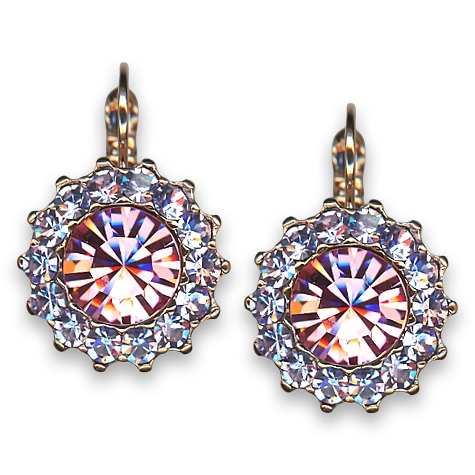 E-1317-1122-RG6 (1) Earrings by Mariana Woman Chic Rose and Violet Swarovski Crystals - Image 1