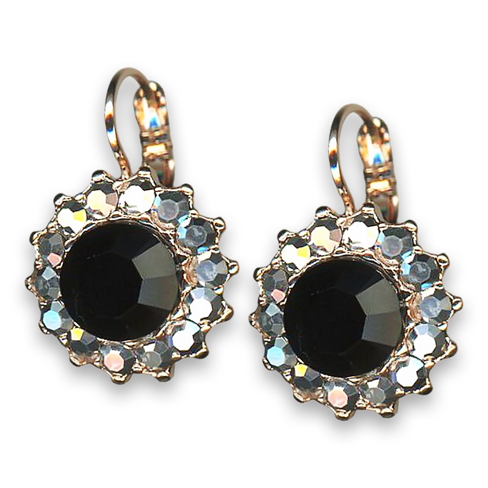 E-1317-1149-RG6 (1) Earrings by Mariana Woman Classy Jet and Hematite Swarovski Crystals - Image 1