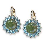 Earrings by Mariana Woman Charming Peridot and Aqua Swarovski Crystals - Image 2