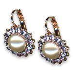 Earrings by Mariana Woman Elegant Pearl and Violet Swarovski Crystals - Image 3