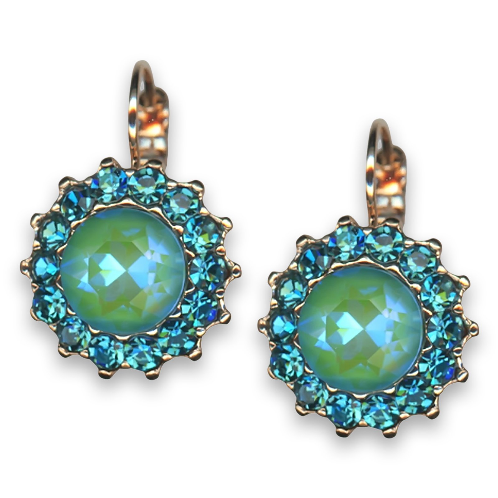 E-1317-1911-RG6 (1) Earrings By Mariana Woman Brilliant Laguna and Zircon Swarovski Crystals - Image 1