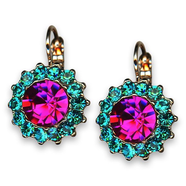 Earrings by Mariana Woman Sophisticated Fuchsia and Zircon Swarovski Crystals