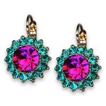 Earrings by Mariana Woman Sophisticated Fuchsia and Zircon Swarovski Crystals - Image 2