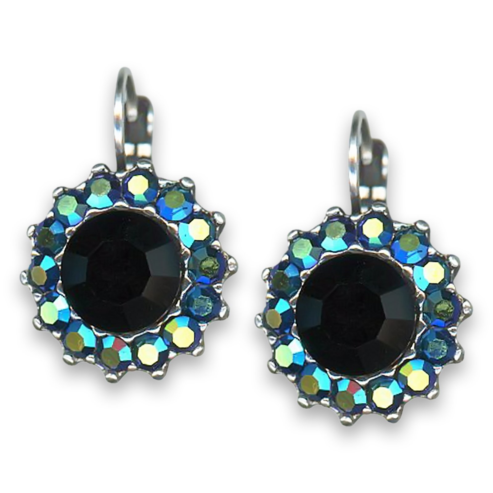 E-1317-280AB-SP6 (1) Earrings by Mariana Woman Brilliant AB and Jet Swarovski Crystals - Image 1