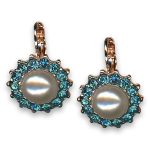 Earrings by Mariana Woman Beautiful Pearl and Aquamarine Swarovski Crystals