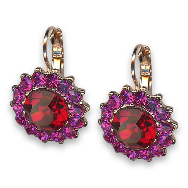 Earrings By Mariana Woman Stunning Siam and Fuchsia Swarovski Crystals