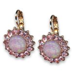Earrings by Mariana Woman Lovely Synthetic Opal Mineral and Rose Swarovski Crystals