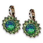 Earrings by Mariana Woman Refined Synthetic Opal Mineral and Olivine Swarovski Crystals - Image 2