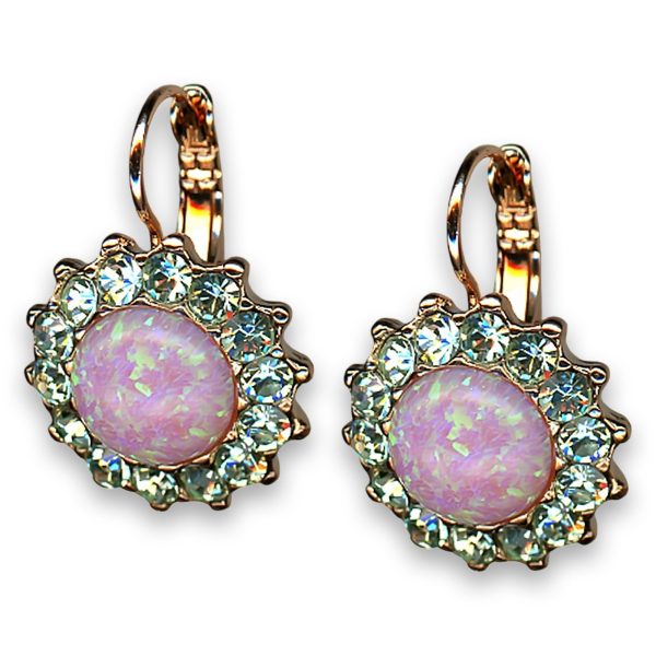 Earrings by Mariana Woman Lustrous Synthetic Opal Mineral and Peridot Swarovski Crystals
