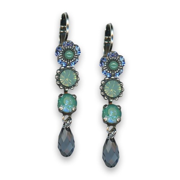 Earrings by Mariana Woman Dangling Green and Sapphire Swarovski Crystals